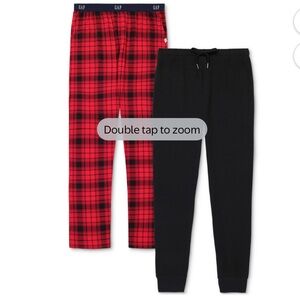 GAP Men’s Size L 2 pack Black plus Red/Black Checkered Lounge Pants